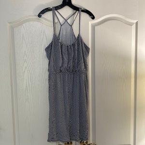 Loft navy blue and white striped sun dress
